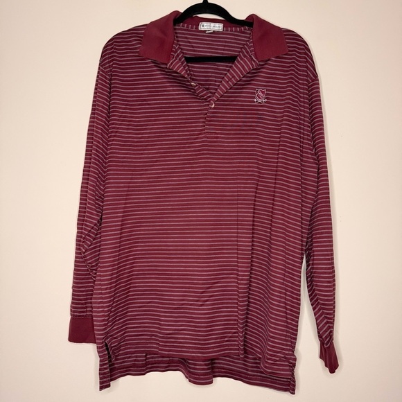 Peter Millar Other - PETER MILLAR Vintage Preppy Collegiate Red Embroidered Striped Polo Shirt